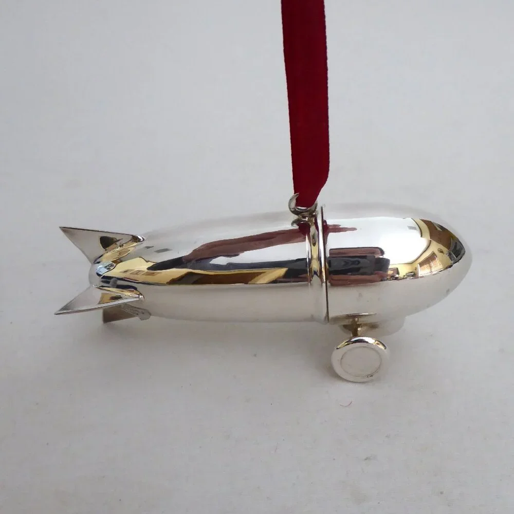 NEW 4.25” RESTORATION HARDWARE ZEPPELIN SILVER COCKTAIL SHAKER ORNAMENT